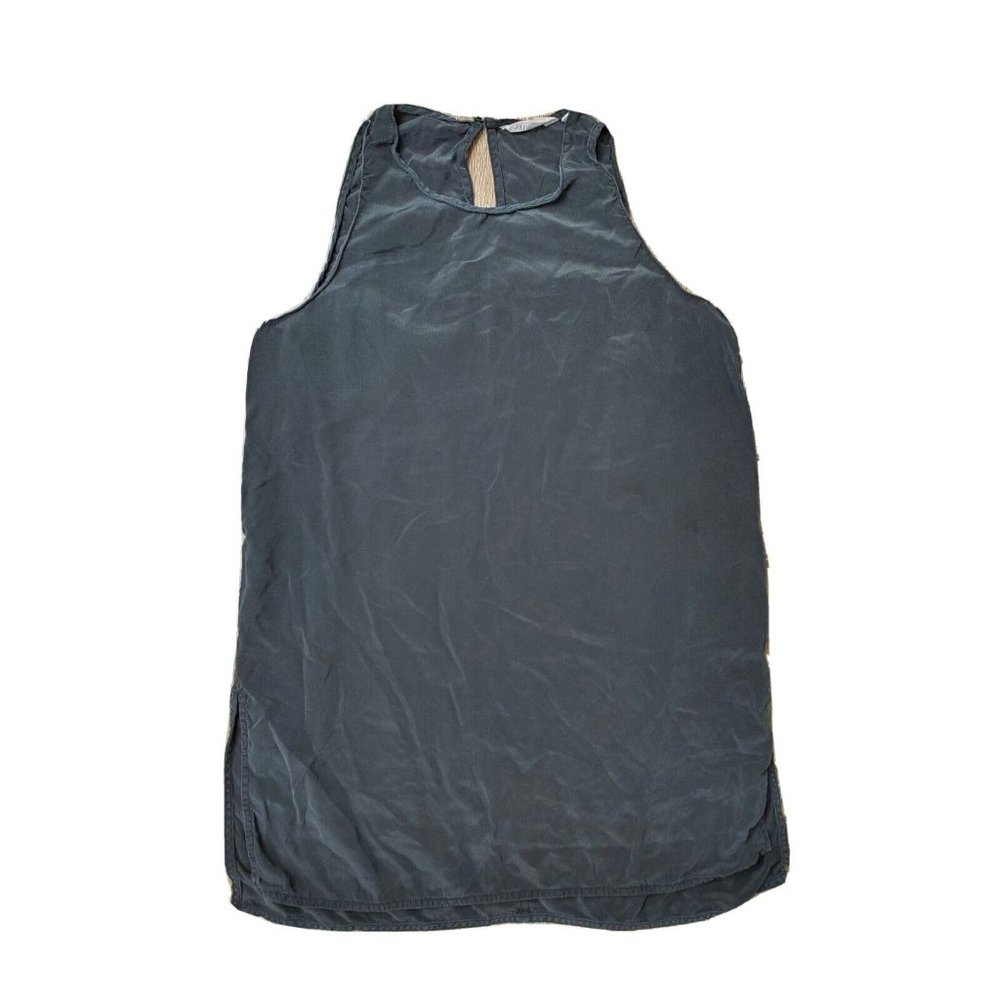 Athleta Women's XS Black 100% Silk Casual Tank Top Loose Fit Key Whole Back